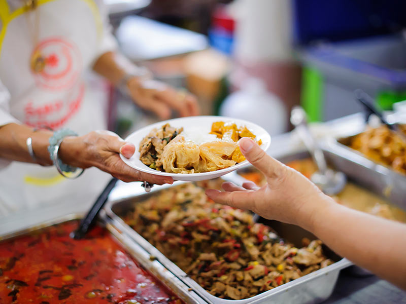 food being served at a community supper